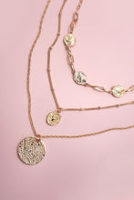 Load image into Gallery viewer, Textured Circle Pendant Multi Layered Necklace