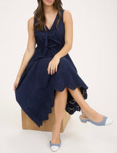 Load image into Gallery viewer, Front Bow Tie Eyelet Hem Midi Dress