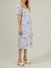 Load image into Gallery viewer, Eyelet Floral Puff Sleeve Midi Dress