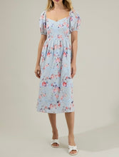 Load image into Gallery viewer, Eyelet Floral Puff Sleeve Midi Dress
