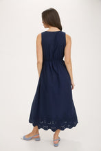 Load image into Gallery viewer, Front Bow Tie Eyelet Hem Midi Dress