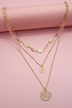 Load image into Gallery viewer, Textured Circle Pendant Multi Layered Necklace