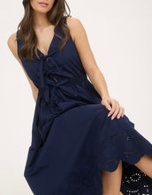 Load image into Gallery viewer, Front Bow Tie Eyelet Hem Midi Dress