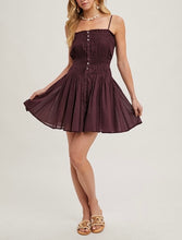 Load image into Gallery viewer, Smocked Button Down Mini Slip Dress