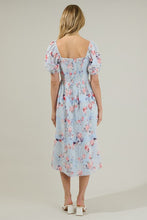 Load image into Gallery viewer, Eyelet Floral Puff Sleeve Midi Dress