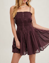 Load image into Gallery viewer, Smocked Button Down Mini Slip Dress