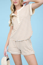 Load image into Gallery viewer, Striped Henley Top and Shorts Set