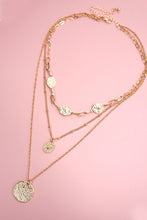 Load image into Gallery viewer, Textured Circle Pendant Multi Layered Necklace