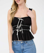 Load image into Gallery viewer, Contrast Trim Bow Blouse