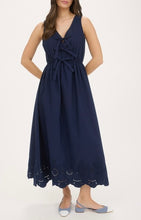 Load image into Gallery viewer, Front Bow Tie Eyelet Hem Midi Dress