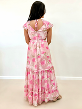 Load image into Gallery viewer, Floral Waist Cut Out Ruffle Midi Dress