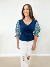 Load image into Gallery viewer, Floral Contrast Sleeve Blouse (2 Colors Available)