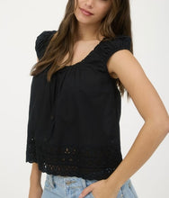 Load image into Gallery viewer, Eyelet Lace Trim Button Down Blouse