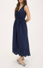 Load image into Gallery viewer, Front Bow Tie Eyelet Hem Midi Dress