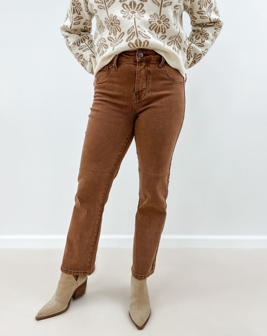 Mid Rise Straight Crop Jeans