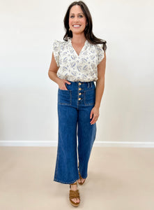 High Rise Button up Wide Leg Jeans