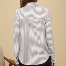 Load image into Gallery viewer, Striped Collared Button Down Blouse