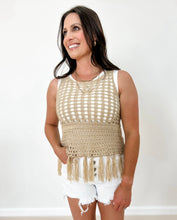 Load image into Gallery viewer, Crochet Knit Fringe Hem Tank Top