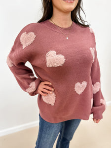 Drop Shoulder Heart Sweater