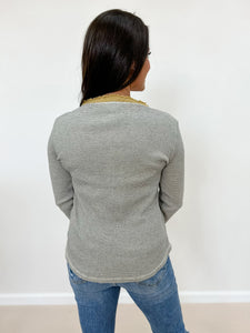 Distress Wash Thermal Henley Top