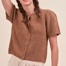 Load image into Gallery viewer, Short Puff Sleeve Sweater Cardigan