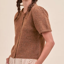 Load image into Gallery viewer, Short Puff Sleeve Sweater Cardigan