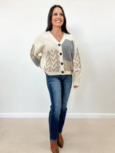 Load image into Gallery viewer, Patchwork Cable Knit Cardigan