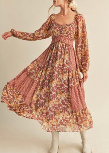 Mixed Patchwork Print Midi Dress