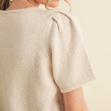 Load image into Gallery viewer, Short Puff Sleeve Sweater Cardigan