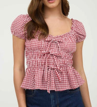 Load image into Gallery viewer, Gingham Bow Detail Top