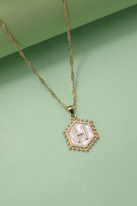 Hexagon Charm Initial Necklace