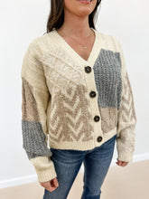 Load image into Gallery viewer, Patchwork Cable Knit Cardigan