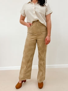 High Rise Wide Leg Suede Pants