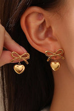 Load image into Gallery viewer, Bow and Heart Charm Drop Earrings