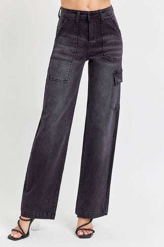 High Rise Wide Leg Cargo Jeans