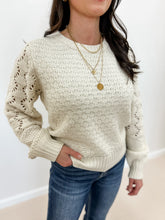 Load image into Gallery viewer, Mixed Pointelle Puff Sleeve Sweater