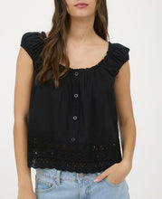 Load image into Gallery viewer, Eyelet Lace Trim Button Down Blouse