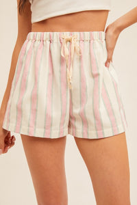 Elastic Waist Striped Shorts