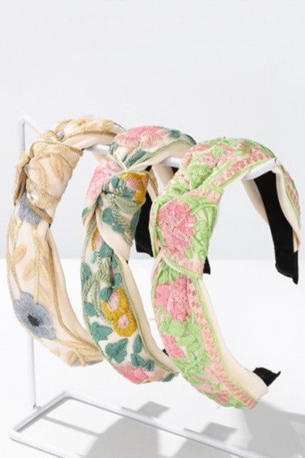 Floral Embroidered Headband