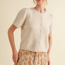 Load image into Gallery viewer, Short Puff Sleeve Sweater Cardigan