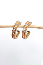 Load image into Gallery viewer, Pearl Studded Hoop Earrings