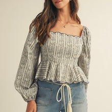 Load image into Gallery viewer, Scalloped Hem Peplum Blouse