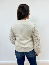 Load image into Gallery viewer, Mixed Pointelle Puff Sleeve Sweater