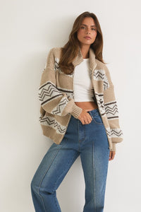 Collared Fair Isle Sweater Jacket