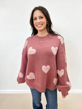 Load image into Gallery viewer, Drop Shoulder Heart Sweater