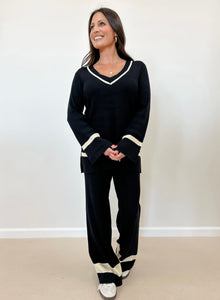 Contrast Trim Sweater & Pants Set