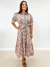 Load image into Gallery viewer, Collared Puff Sleeve Midi Dress