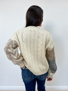 Patchwork Cable Knit Cardigan