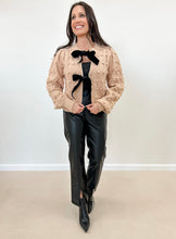 Load image into Gallery viewer, Open Front Velvet Bow Cardigan