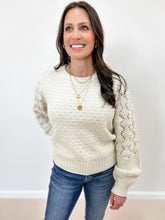 Load image into Gallery viewer, Mixed Pointelle Puff Sleeve Sweater